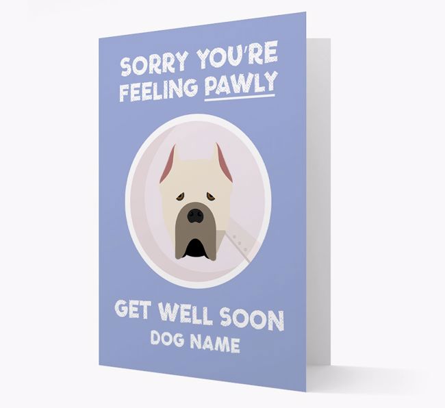 Personalized 'Sorry you're feeling pawly, get well soon {dogsName}' Card